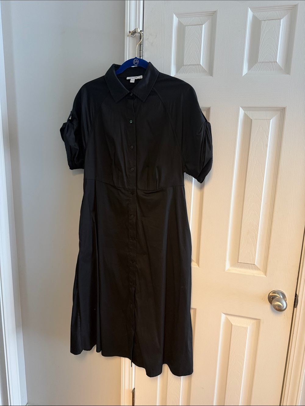 Chico's Black Midi Button-Front Shirt Dress